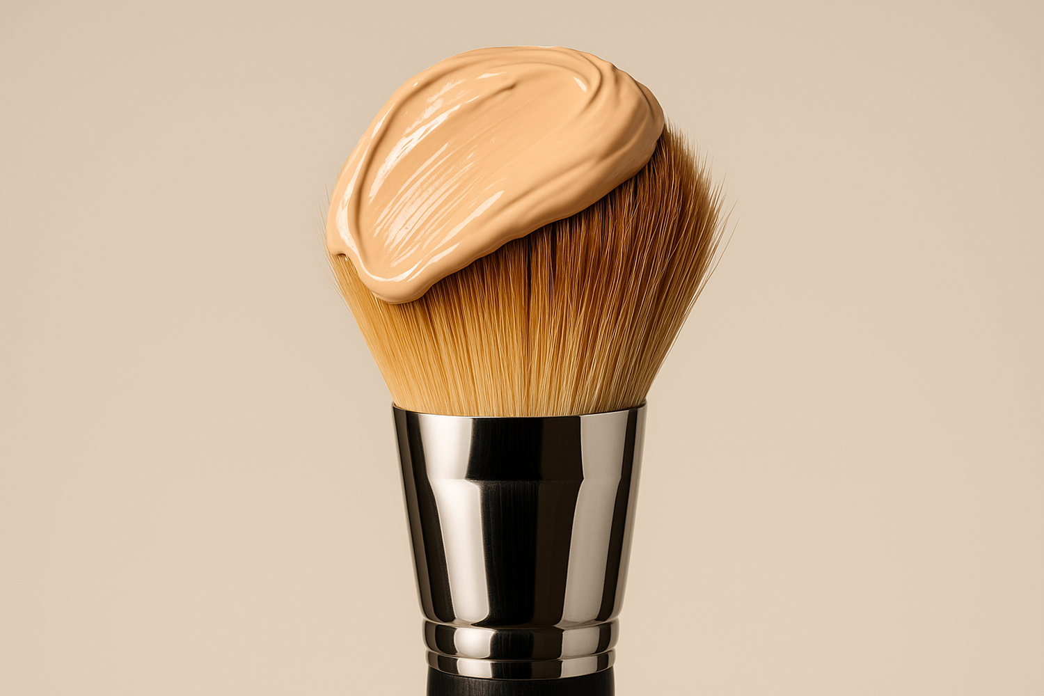 makeup brush with cream foundation