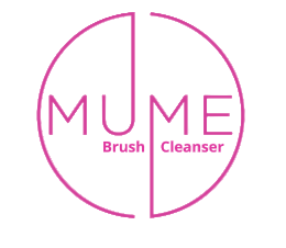 MUME Brush Cleanser logo with pink circular design on a white background